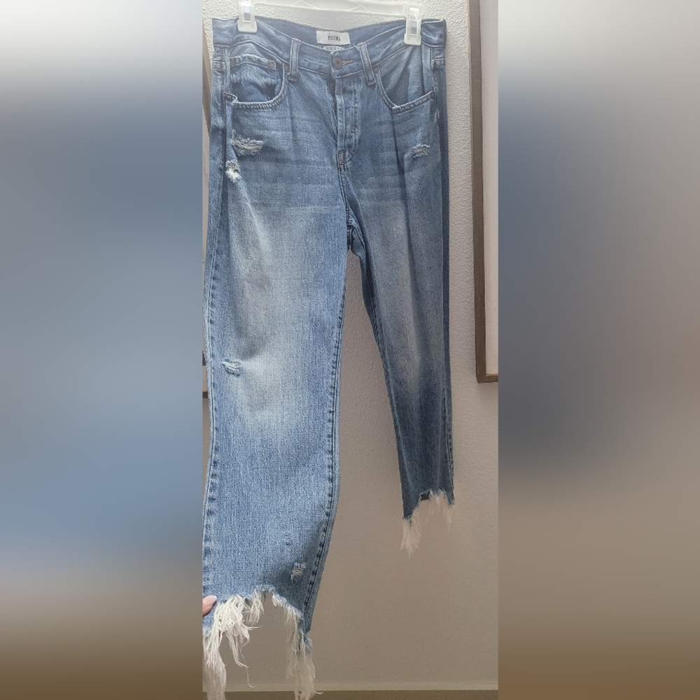 Pistola Straight Leg Distressed Cropped Jeans